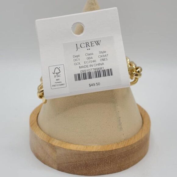 J Crew Factory Gold Tone Toggle Bracelet with Faux Pearl NWT! NEW! Chunky - Picture 7 of 9